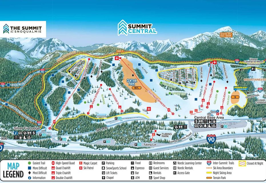 Alpental Ski Map - Summit