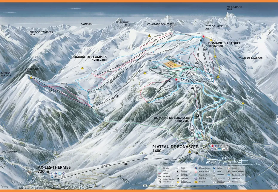 Ax 3 Domaines Ski Map