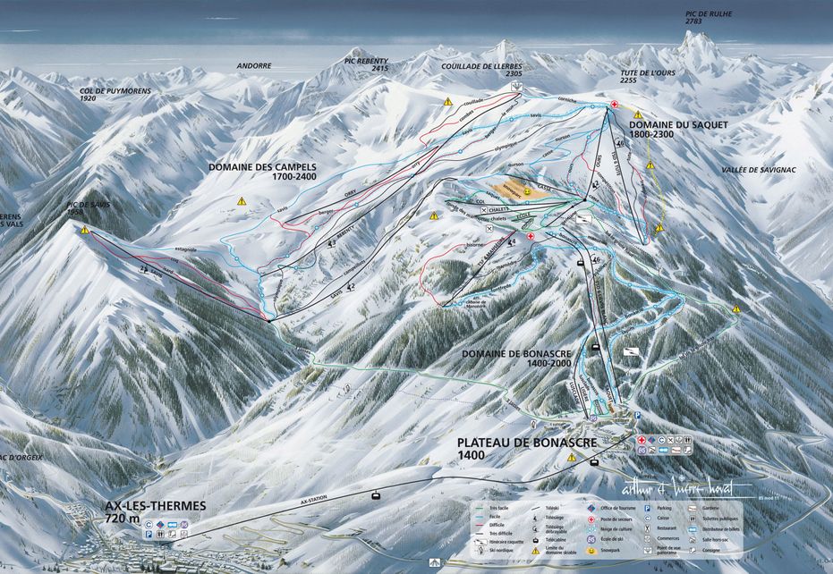 Ax 3 Domaines Piste Map Ski Maps Resort Info Pistepro