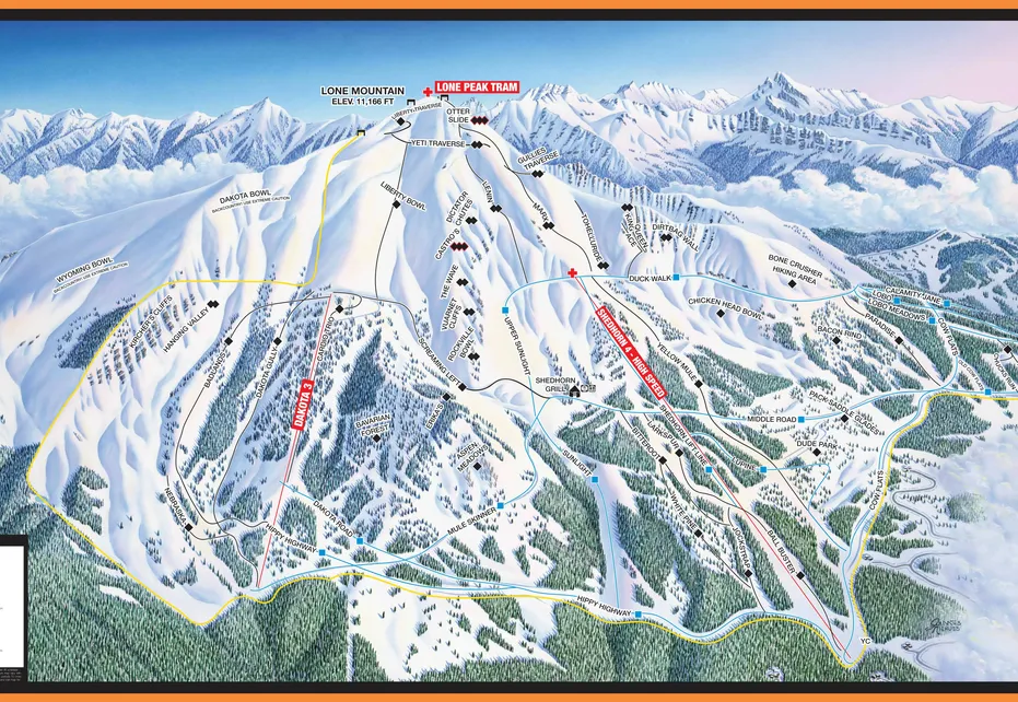 Big Sky South Face Ski Map