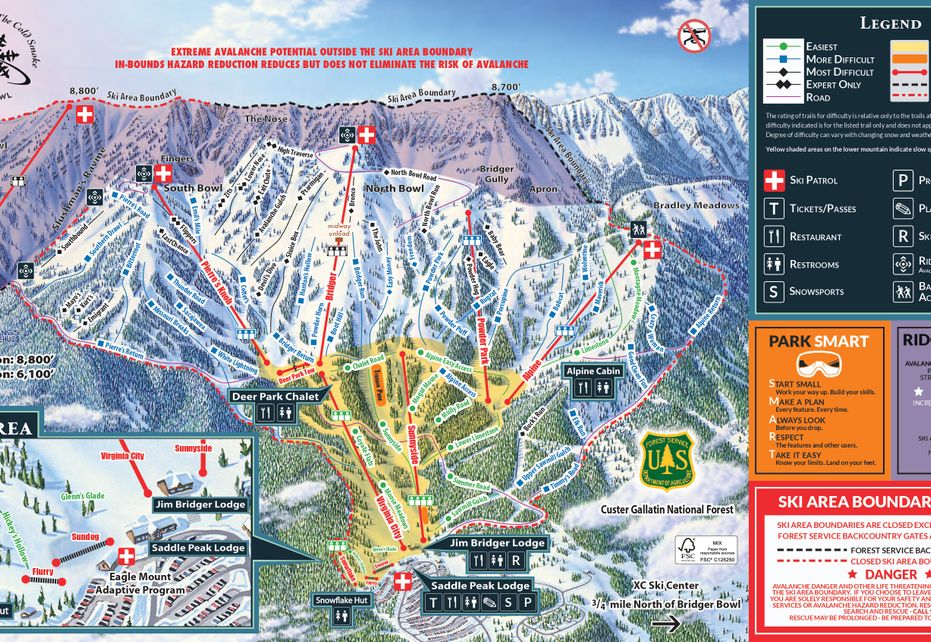 Bridger Bowl Ski Map | Resort Info & Videos | PistePro