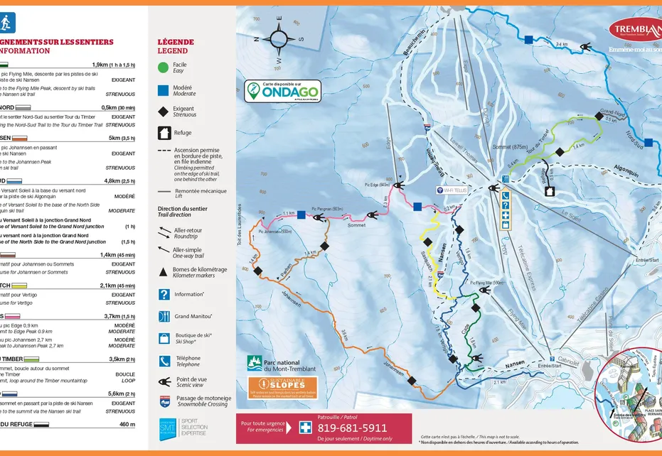Mont Tremblant Hiking and Cross Country  Map