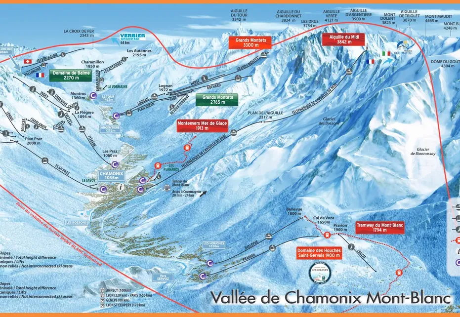 Chamonix Valley Ski Map