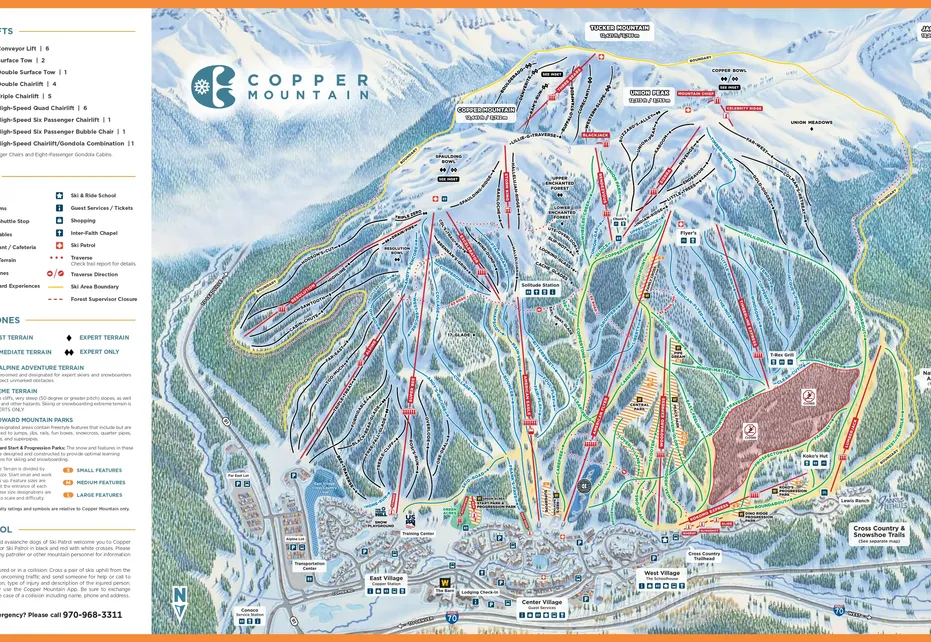 Copper Mountain Ski Map Front Side