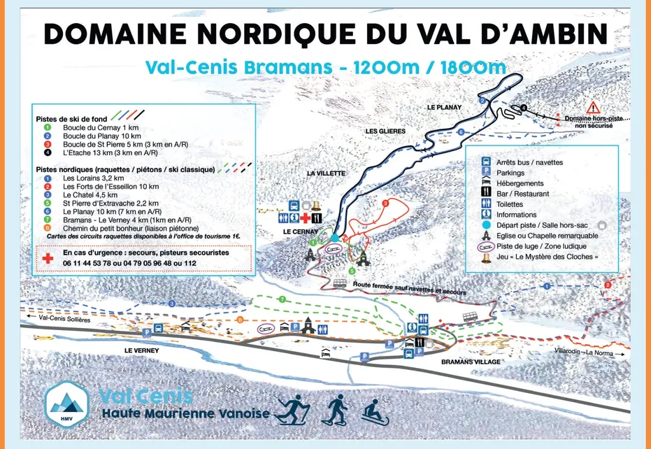 Val d'ambin Bramans Nordic Ski Map