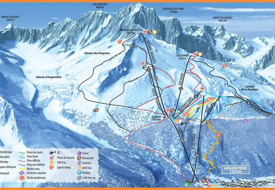 Argentiere Ski Map