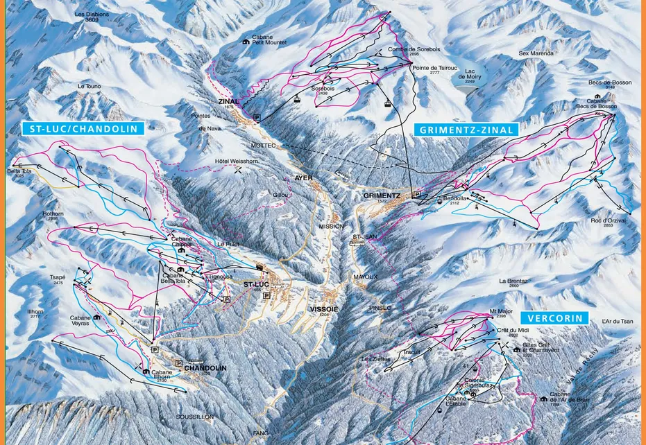 Grimentz-Zinal Ski Map