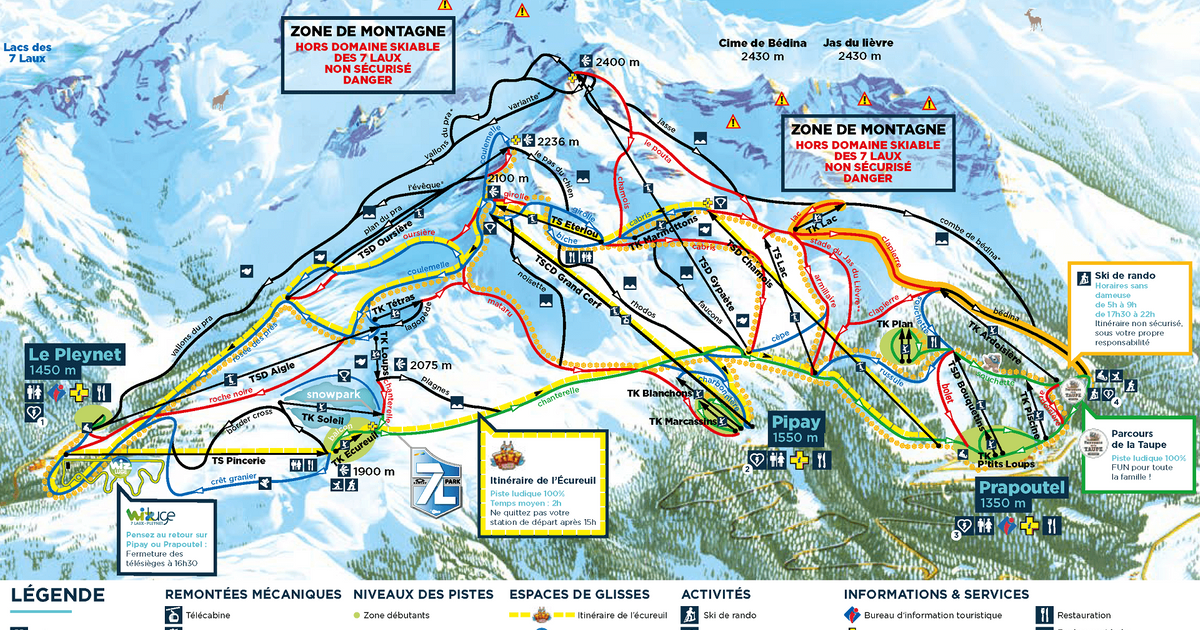 Les 7 Laux Piste Map | Ski Maps & Resort Info | PistePro