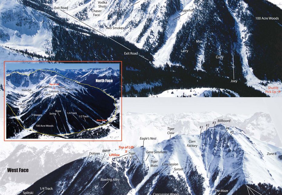 Silverton Mountain Ski Map  Resort Info & Videos  PistePro