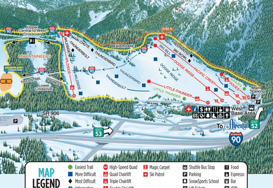 The Summit at Snoqualmie Ski Map Resort Info & Videos PistePro