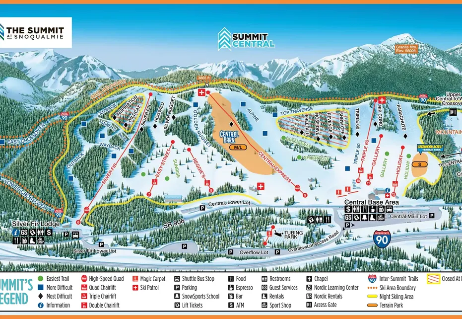 Summit Ski  Map - Central